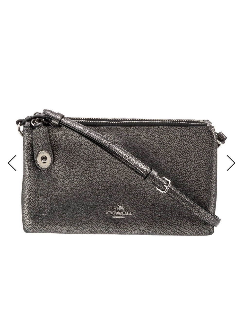 Coach Metallic Pewter Pebble Leather Crossbody